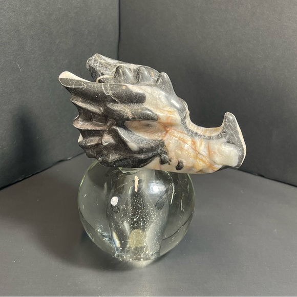Natural Carved Dragon Head Skull Botswana gate Quartz Crystal 267g - Picture 2 of 6